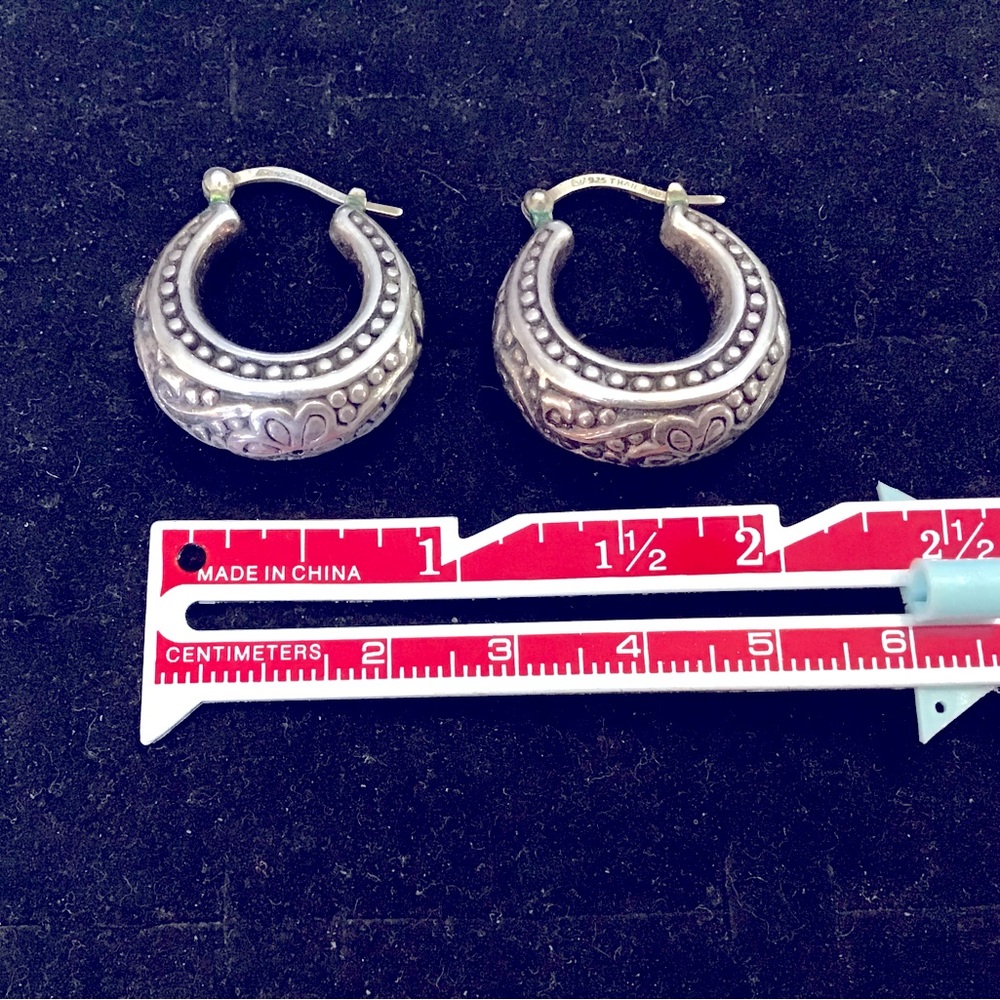 Sterling earrings, appropriately 1in., boho style/Indian
